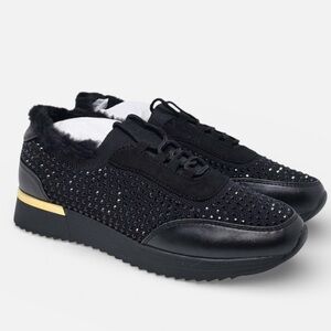 Kenneth Cole Black Sneakers with Gold Detail